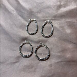 Elegant Silver Hoop Earrings (set of 2)